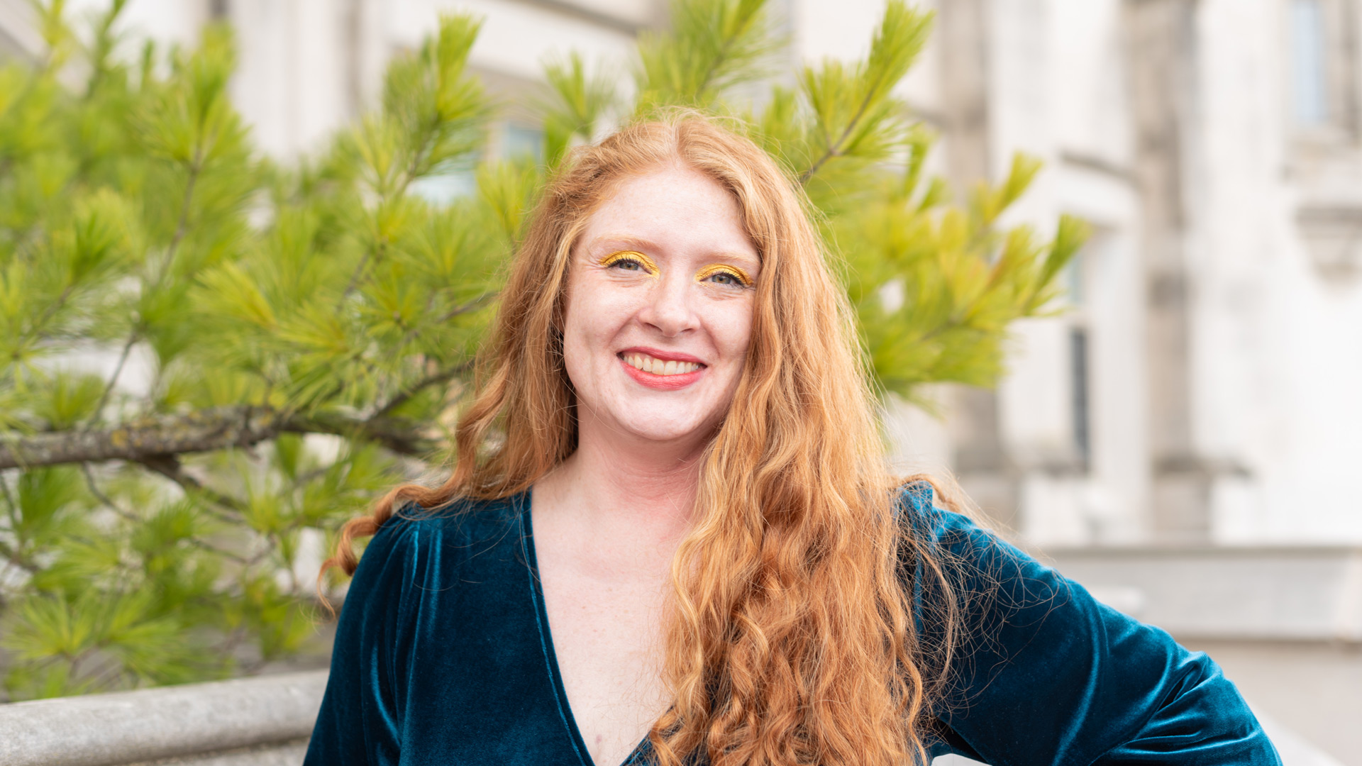 Jack Hawthorn in front of Watson Library